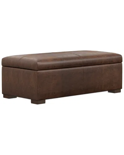 Simpli Home Gabbie 48in Contemporary Rectangle Rectangular Storage Ottoman In Brown