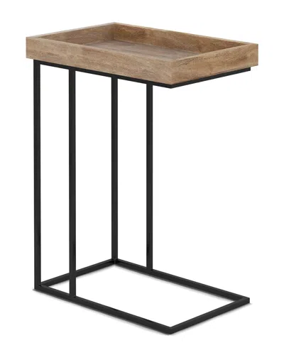 Simpli Home Gallagher Solid Mango Wood & Metal 12in Rectangle Industrial C  Side Table In Brown