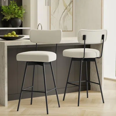Simpli Home Giselle Swivel Upholstered Contemporary Modern Counter Stool With Cushioned Seat And Back In Light Gray