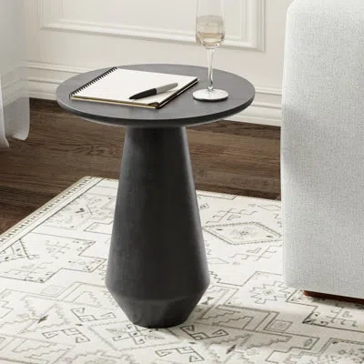 Simpli Home Gloria 16"w Graphite Cast Aluminum Contemporary End Table With Round Top, Assembled