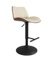 SIMPLI HOME GOULDING ADJUSTABLE SWIVEL BAR STOOL IN CREAM PU LEATHER