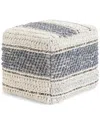 Simpli Home Grady Boho Square Pouf In White