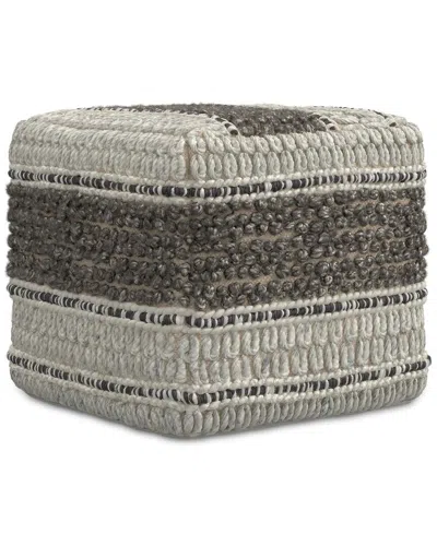 Simpli Home Grady Contemporary Square Pouf In Gray
