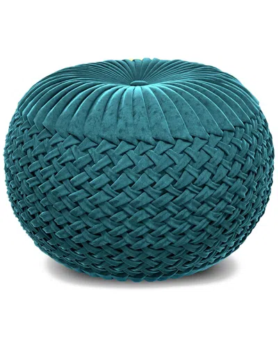 Simpli Home Grafton Transitional Round Pouf In Green