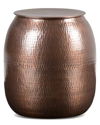 Simpli Home Griffen Industrial 19in Metal Storage Accent Side Table In Brown