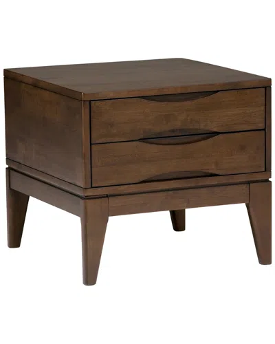 Simpli Home Harper Solid Hardwood 22in Square Mid Century Modern End Side  Table