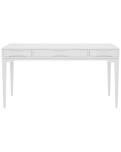 Simpli Home Harper Solid Hardwood Mid Century Modern 60in Desk In White