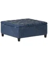 Simpli Home Harrison 36in Transitional Square Coffee Table Storage Ottoman