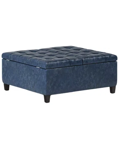 SIMPLI HOME SIMPLI HOME HARRISON 36IN TRANSITIONAL SQUARE COFFEE TABLE STORAGE OTTOMAN