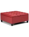 Simpli Home Harrison 36in Transitional Square Coffee Table Storage Ottoman
