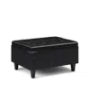 Simpli Home Harrison Small Coffee Table Storage Ottoman In Midnight Black