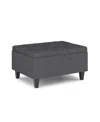 Simpli Home Harrison Small Coffee Table Storage Ottoman In Slate Gray