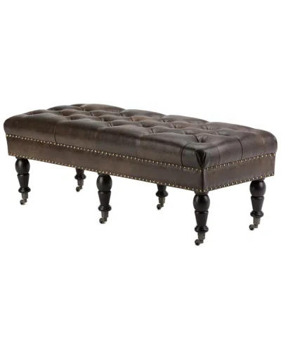 Simpli Home Henley 50in Traditional Rectangle Tufted Ottoman Bench In Gray