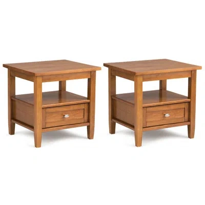 Simpli Home Hettie 20 Inch Solid Wood Transitional End Table (set Of 2) In Light Brown