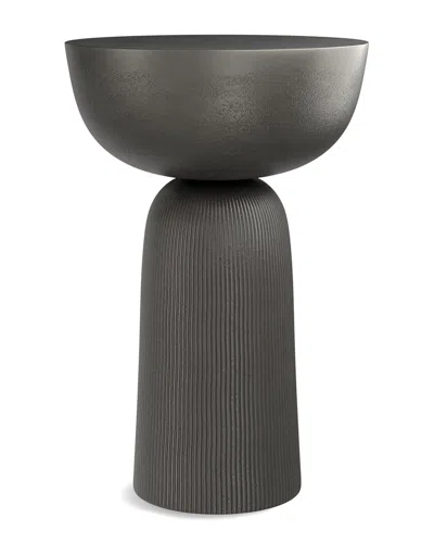 Simpli Home Hughes Contemporary 14in Cast Aluminum Side Table In Gray
