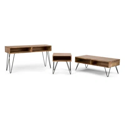Simpli Home Hunter 3 Piece Coffee Table Set In Black