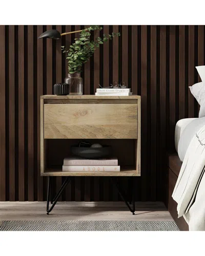 Simpli Home Hunter Solid Mango Wood 20in Modern Industrial Nightstand In Brown