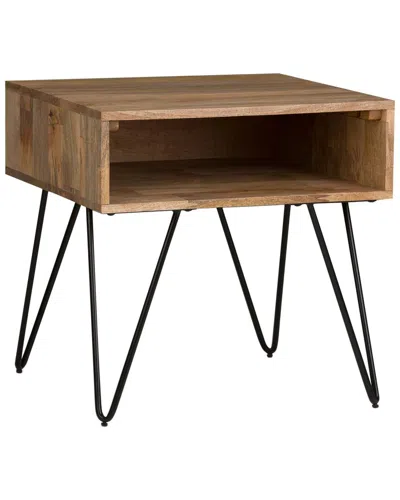 Simpli Home Hunter Solid Mango Wood & Metal 22in Square Industrial End Side  Table In Brown