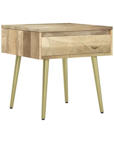 Simpli Home Jager Mid Century - Contemporary 22in Metal Side Table In Neutral