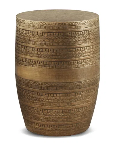Simpli Home Johnsen 15in Tribal Pattern Metal Accent Table In Brown