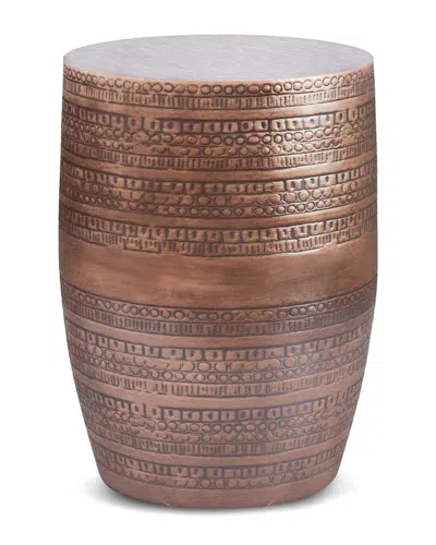 Simpli Home Johnsen 15in Tribal Pattern Metal Accent Table In Brown