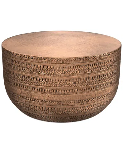 Simpli Home Johnsen 29.5in Boho Metal Coffee Table In Gold