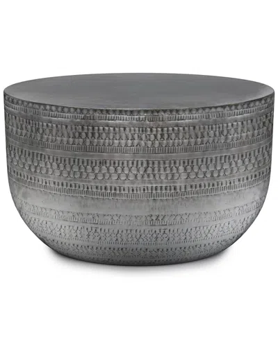 Simpli Home Johnsen 29.5in Boho Metal Coffee Table In Gray