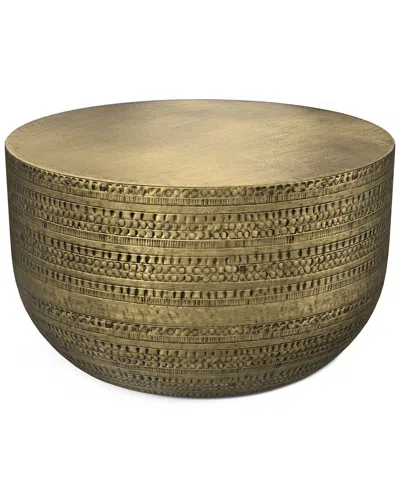 Simpli Home Johnsen 29.5in Boho Metal Coffee Table In Gold