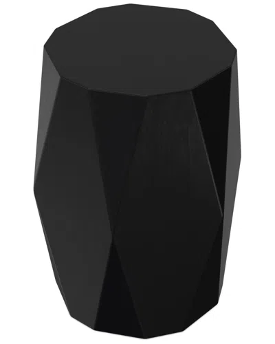 Simpli Home Judson Solid Mango Wood 15in Polygon Contemporary Side Table In Black