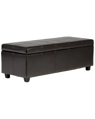 Simpli Home Kingsley 48in Transitional Rectangle Large Storage Ottoman In Gray