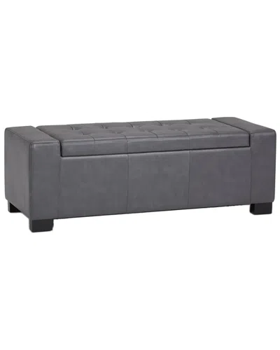 Simpli Home Laredo 51in Contemporary Rectangle Large Storage Ottoman In Gray