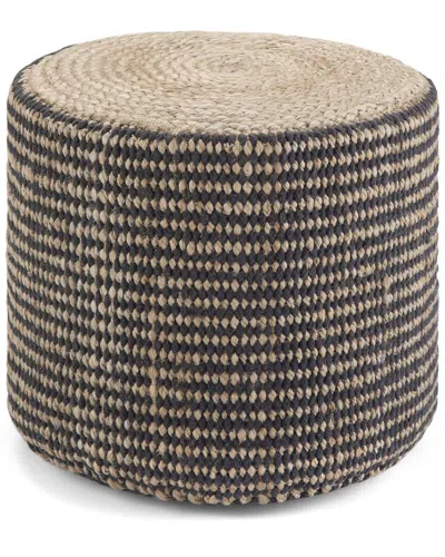 Simpli Home Larissa Boho Round Braided Pouf In Brown