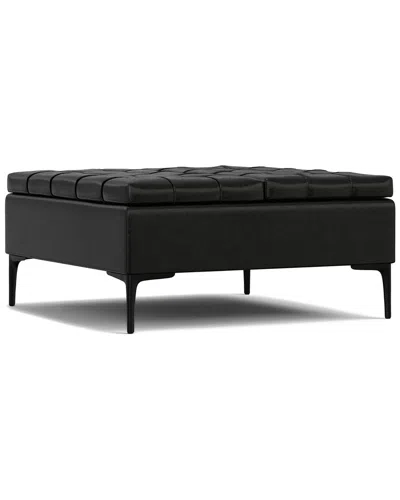 Simpli Home Laura 36in Transitional Square Mid Century Lift Top Storage  Ottoman