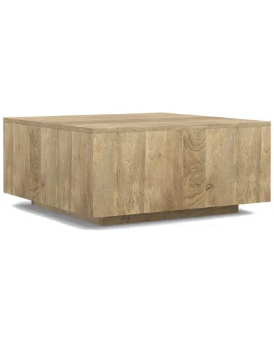 Simpli Home Lockhart Solid Mango Wood 30in Square Modern Square Coffee Table In Brown