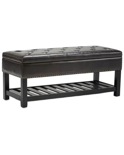 Simpli Home Lomond 44in Transitional Rectangle Storage Ottoman Bench In Black