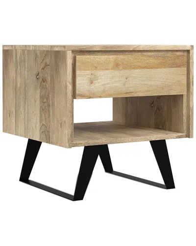 Simpli Home Lowry Modern Industrial 22in Metal End Side Table In Brown