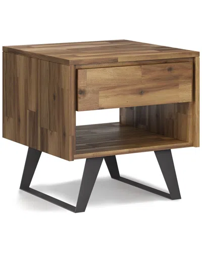 Simpli Home Lowry Solid Acacia Wood & Metal 22in Square Modern Industrial End  Side Table In Brown
