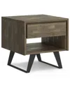 Simpli Home Lowry Solid Acacia Wood End Table In Distressed Grey In Distressed Grey