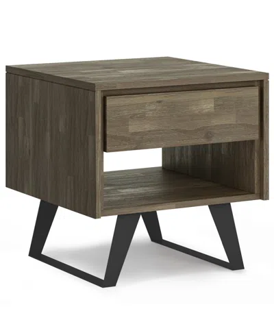 Simpli Home Lowry Solid Acacia Wood End Table In Distressed Grey