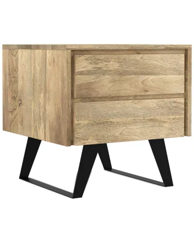 Simpli Home Lowry Solid Mango Wood & Metal 22in Rectangle Modern Industrial  Side Table In Brown