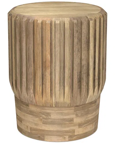 Simpli Home Lyall Solid Mango Wood 16in Round Contemporary Side Table In Brown