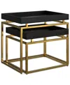 SIMPLI HOME MACY SOLID MANGO WOOD 2 PC NESTING TABLE IN BLACK, GOLD
