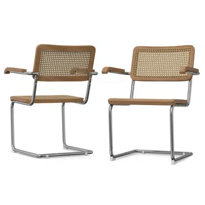 Simpli Home Madalyn Rattan Dining Chair With Ergonomic Armrests In Lightweight Contemporary Style In Chrome