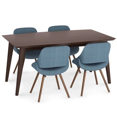 Simpli Home Malden / Draper 7 Piece Dining Set In Denim Blue