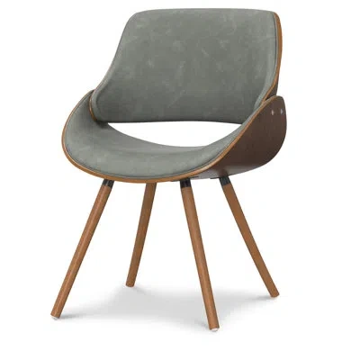 Simpli Home Malden Upholstered Dining Chair With Ergonomic Solid Wood Frame And Mid-century Modern Style In Distressed Gray