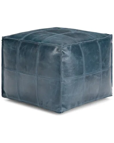 Simpli Home Manning Boho Square Pouf In Blue