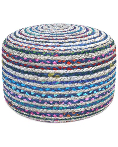Simpli Home Margo Boho Round Pouf In Multi