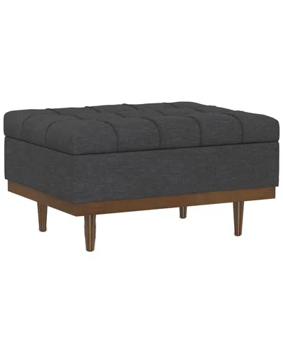 Simpli Home Mariah 34in Contemporary Rectangle Coffee Table Storage Ottoman In Gray