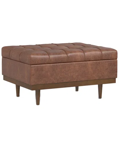 Simpli Home Mariah 34in Contemporary Rectangle Coffee Table Storage Ottoman In Brown
