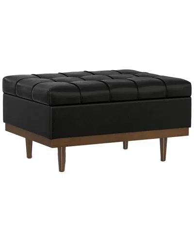 Simpli Home Mariah 34in Contemporary Rectangle Coffee Table Storage Ottoman In Black